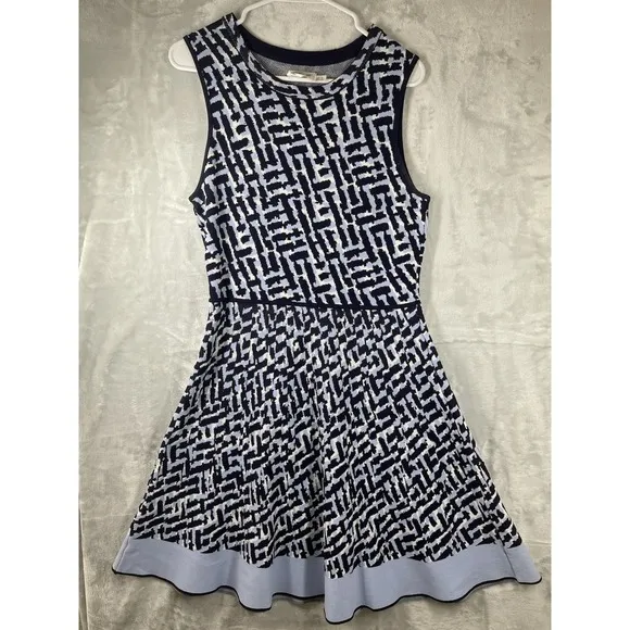 Eliza J Sleeveless Fit &amp; Flare Sweater Dress SZ MED Print Retails $148 EUC