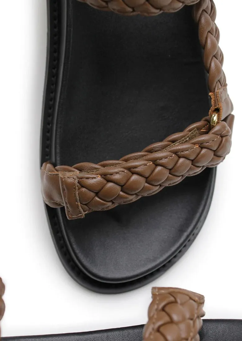 Elke Braided Sandal Walnut