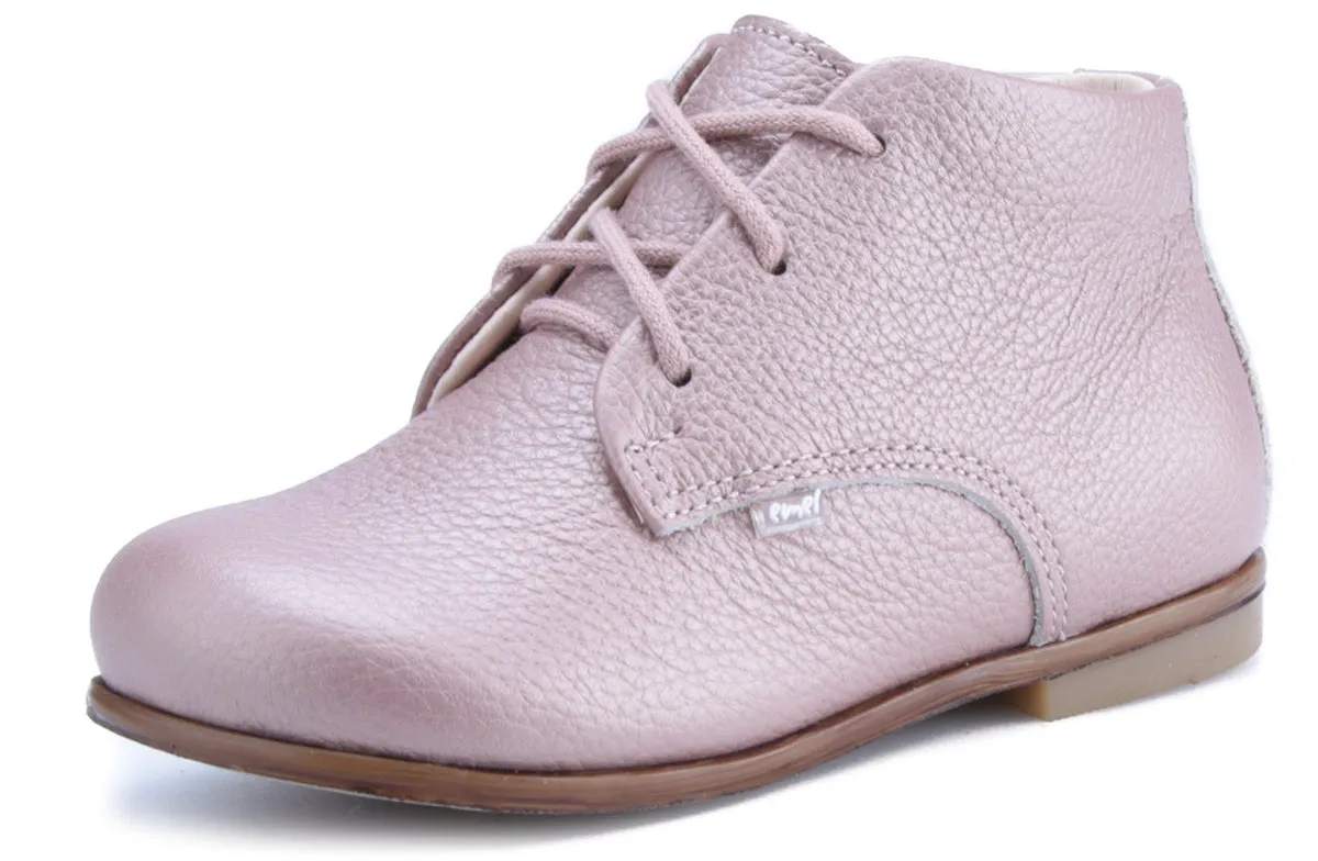 Emel Pearlised Pink Lace-Up Bootie