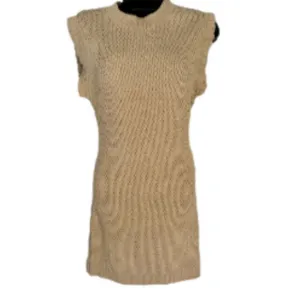 Endless Rose Medium Camel Textured Knit Crochet Bodycon Mini Dress Tie Back NWT