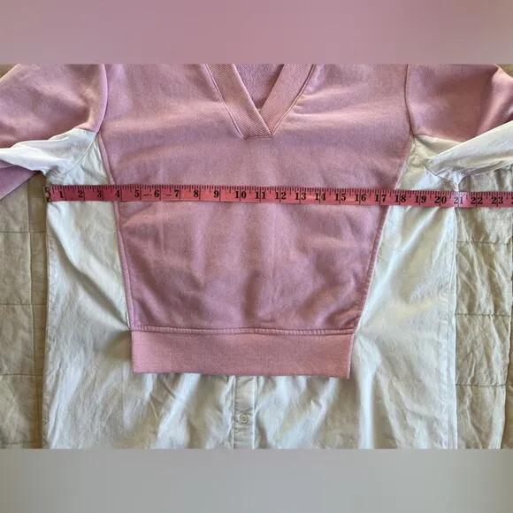English Factory Oversized Pink V-neck Sweatshirt Poplin Dress Preppy - XS