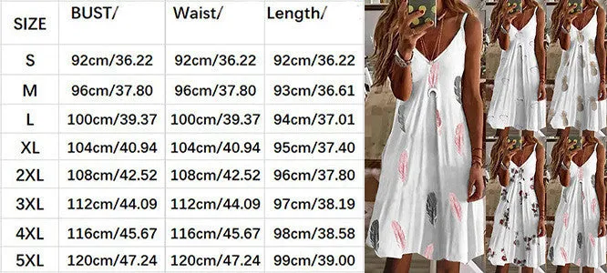 Fashion Ladies V-Neck Loose Printed Dress
