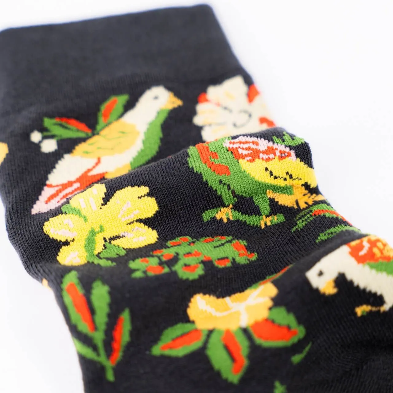 Floral and Fauna Black Fun Dress Socks