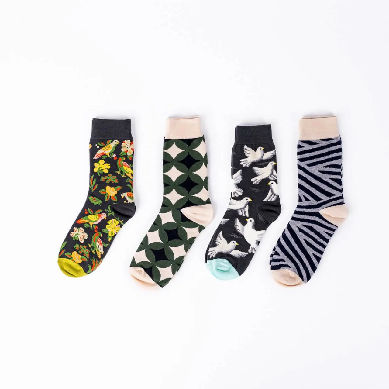 Floral and Fauna Black Fun Dress Socks