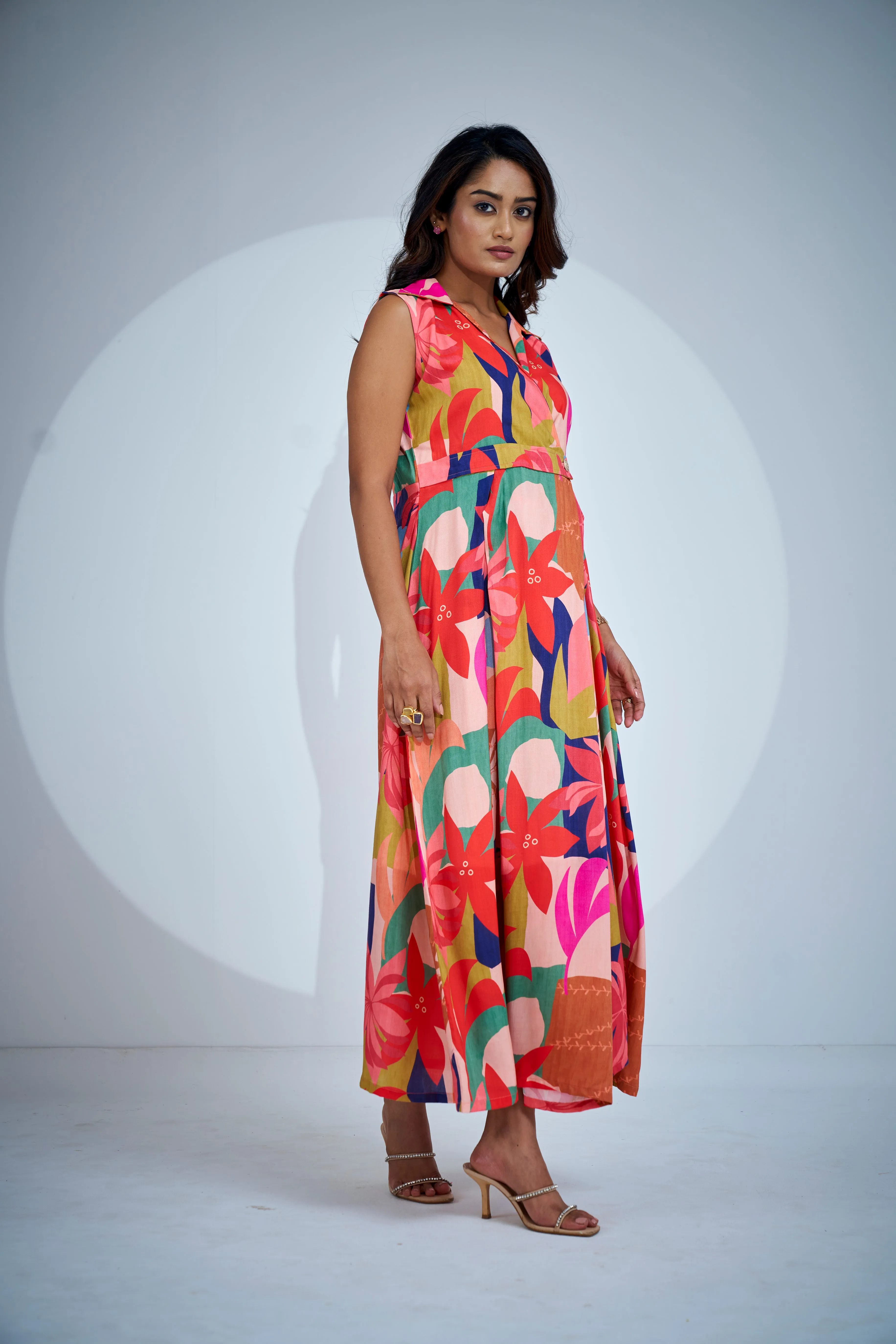Floral Print Wrap Midi Dress