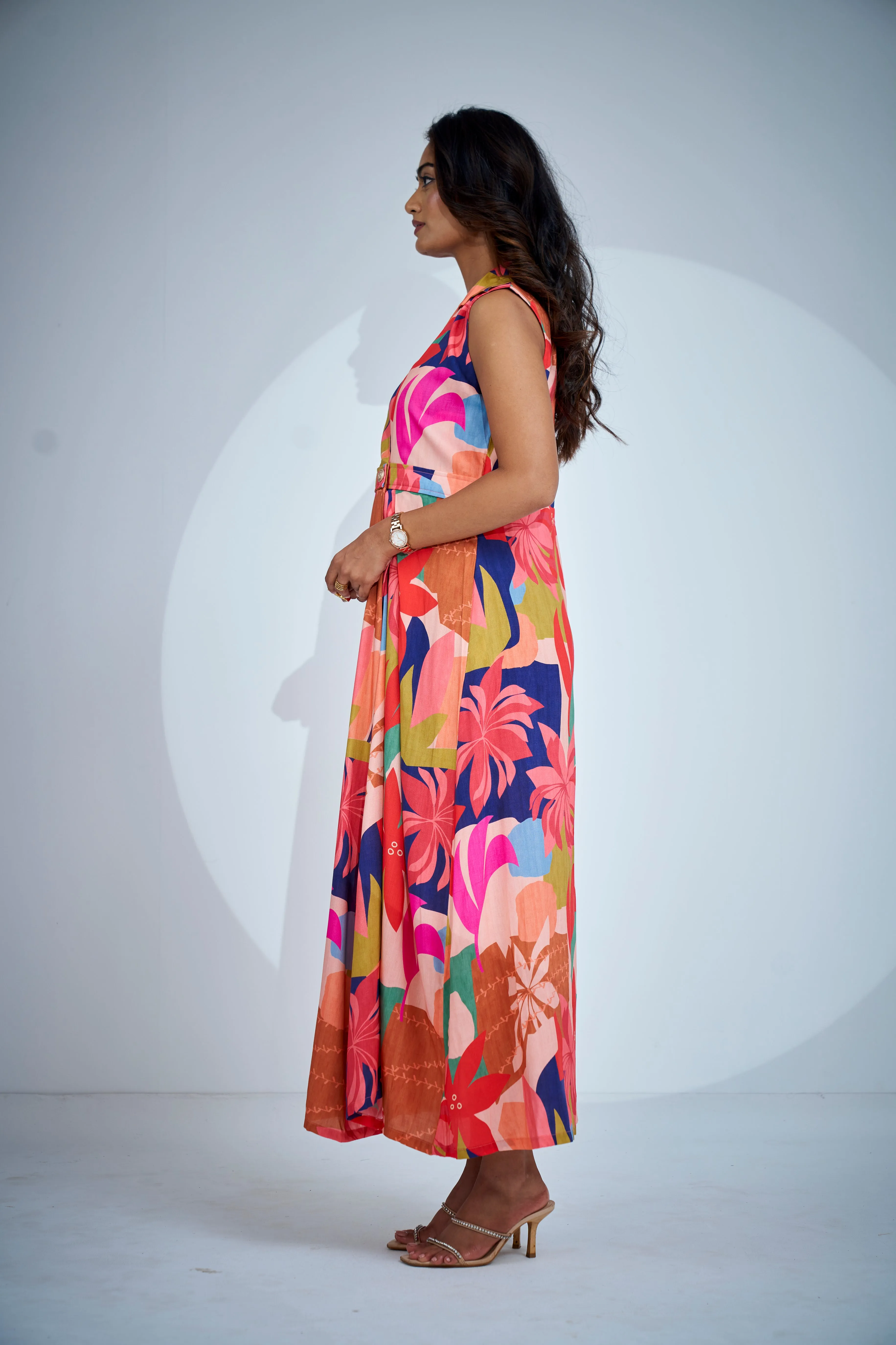 Floral Print Wrap Midi Dress