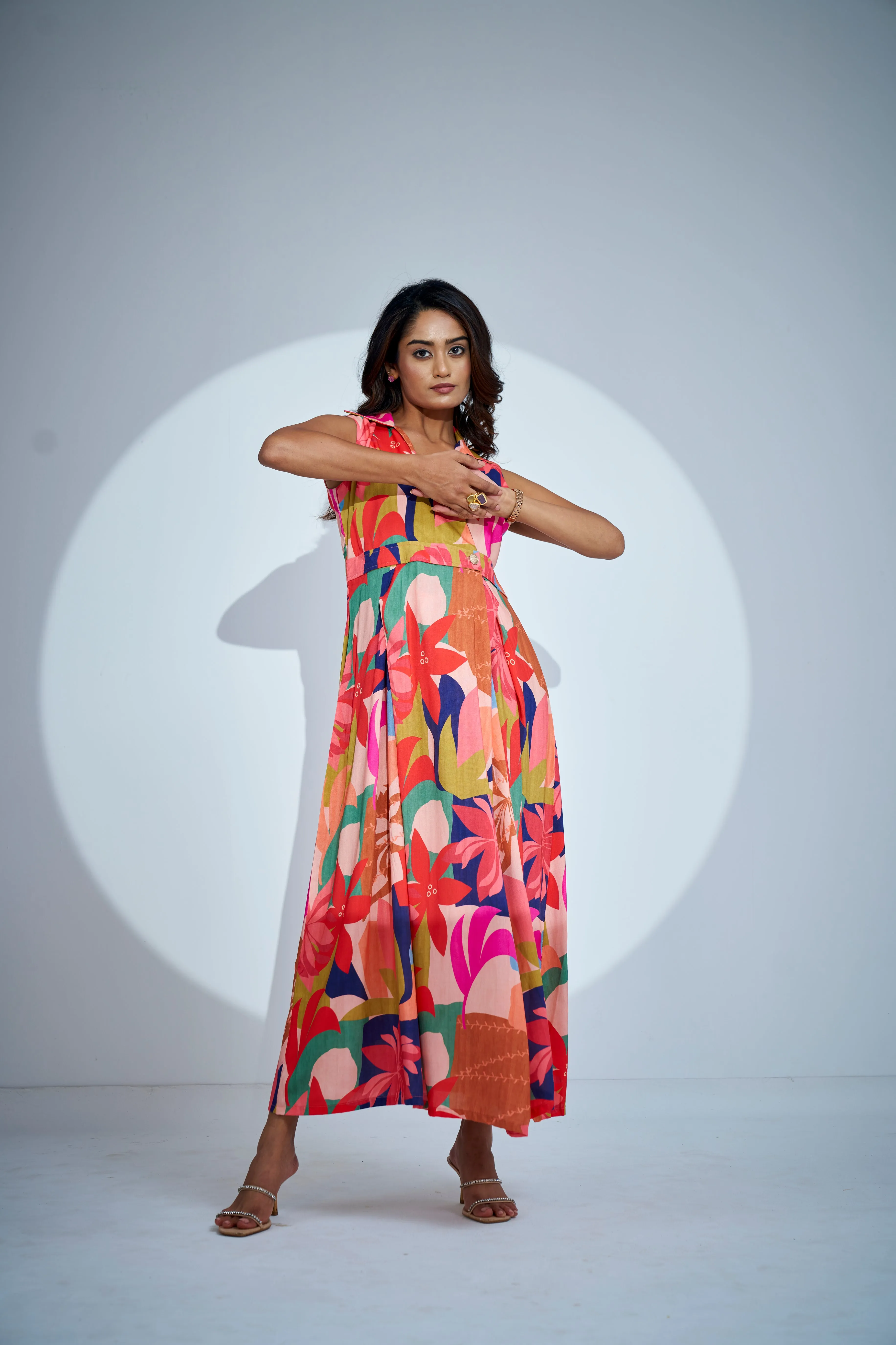 Floral Print Wrap Midi Dress