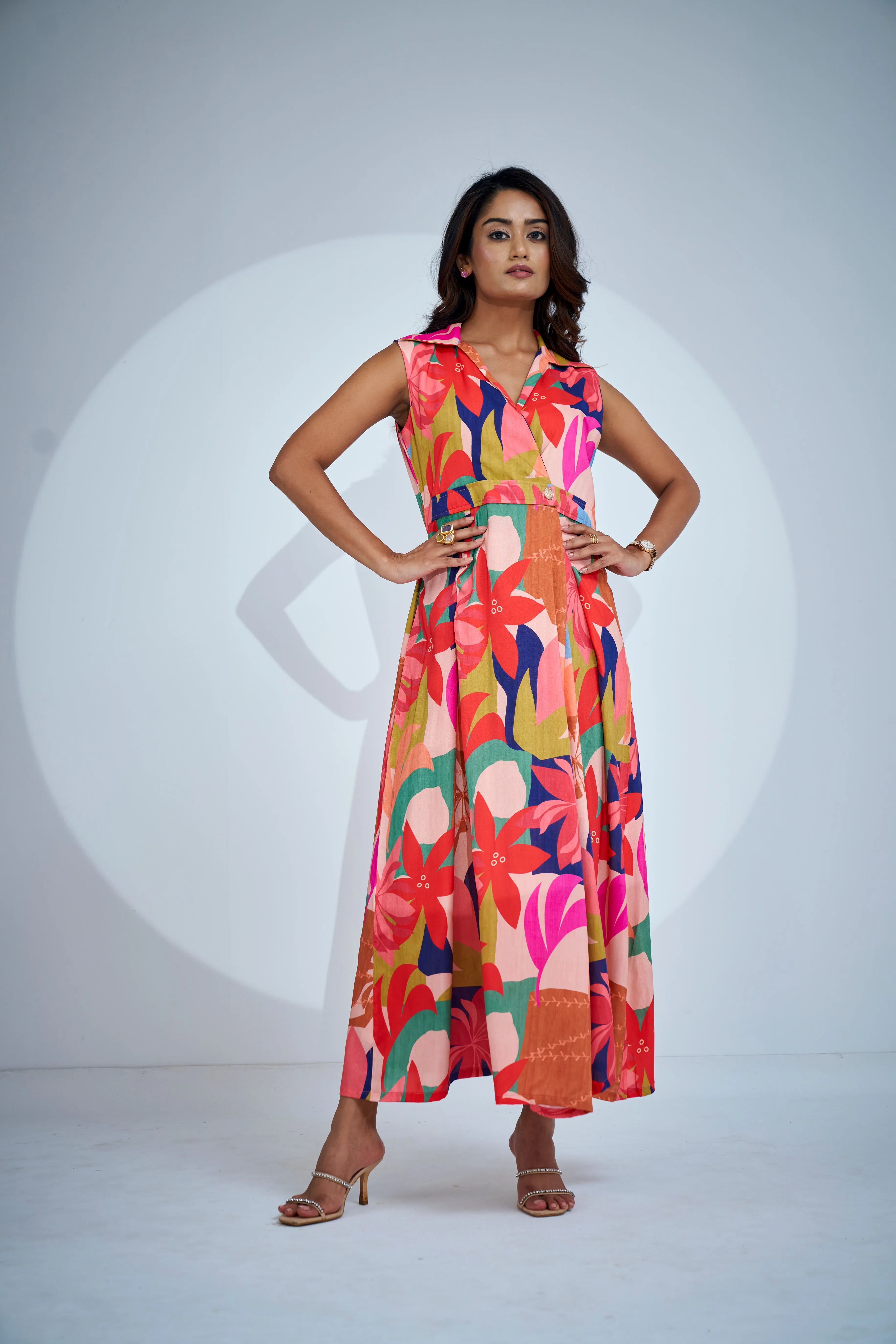 Floral Print Wrap Midi Dress