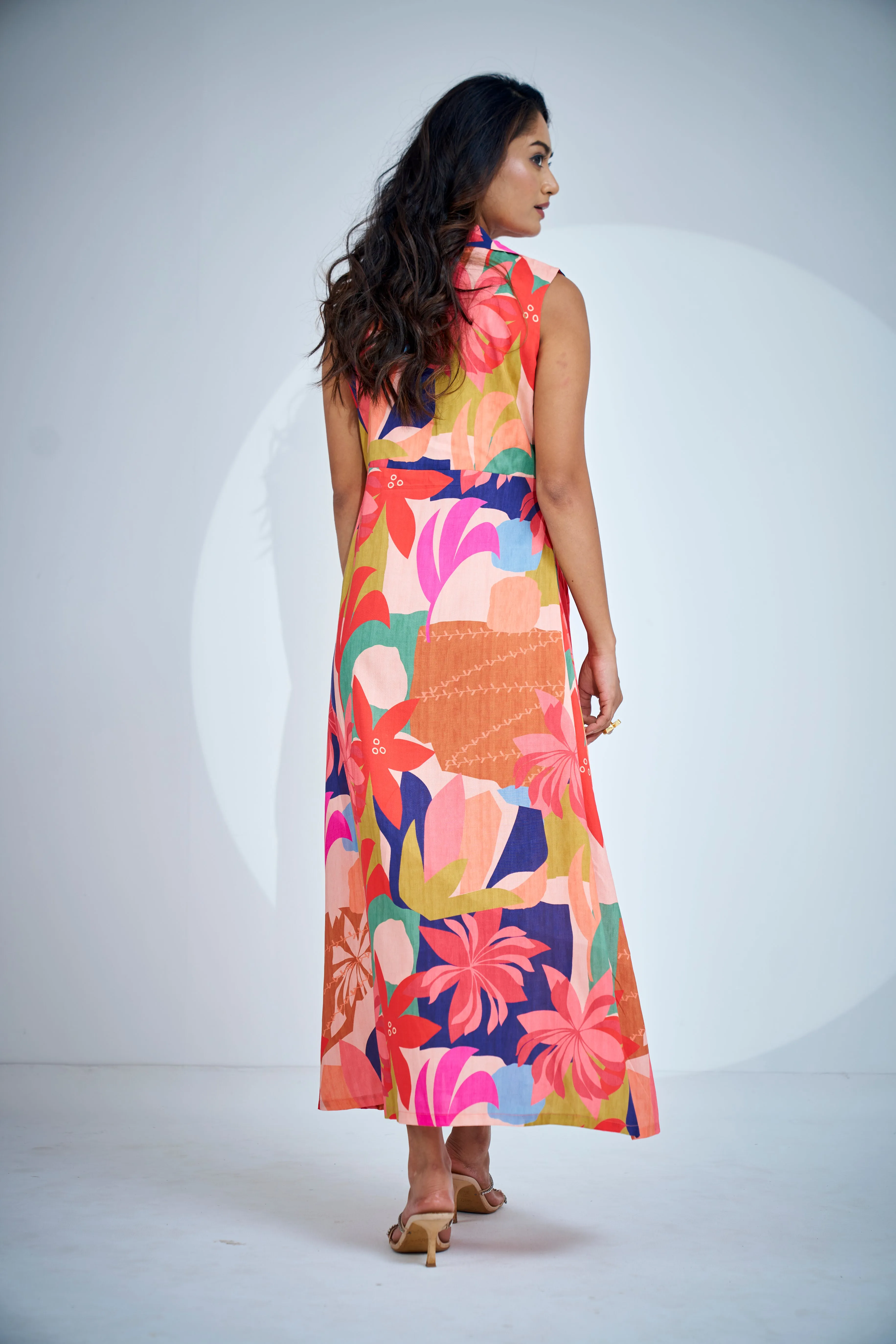 Floral Print Wrap Midi Dress