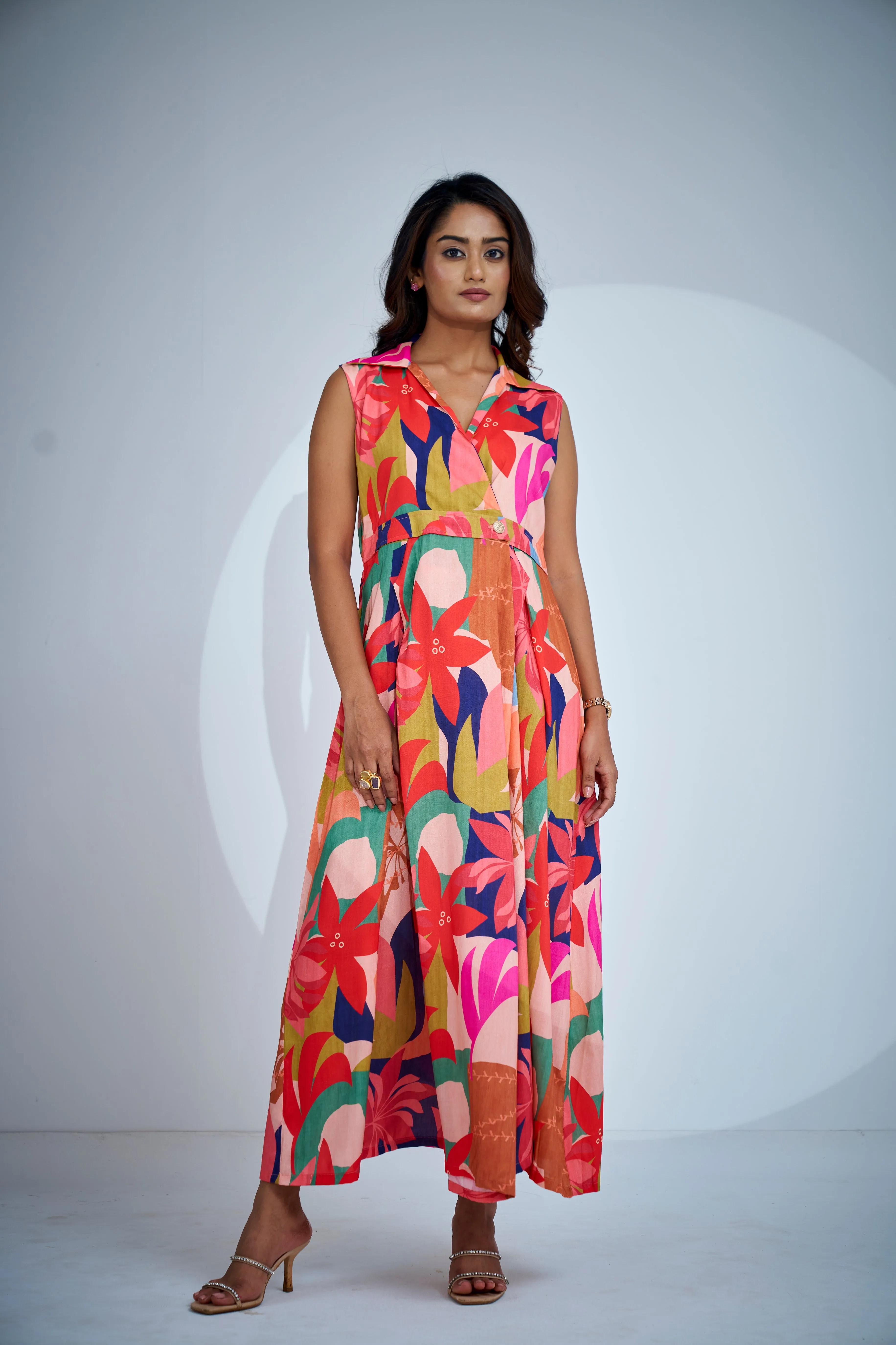 Floral Print Wrap Midi Dress
