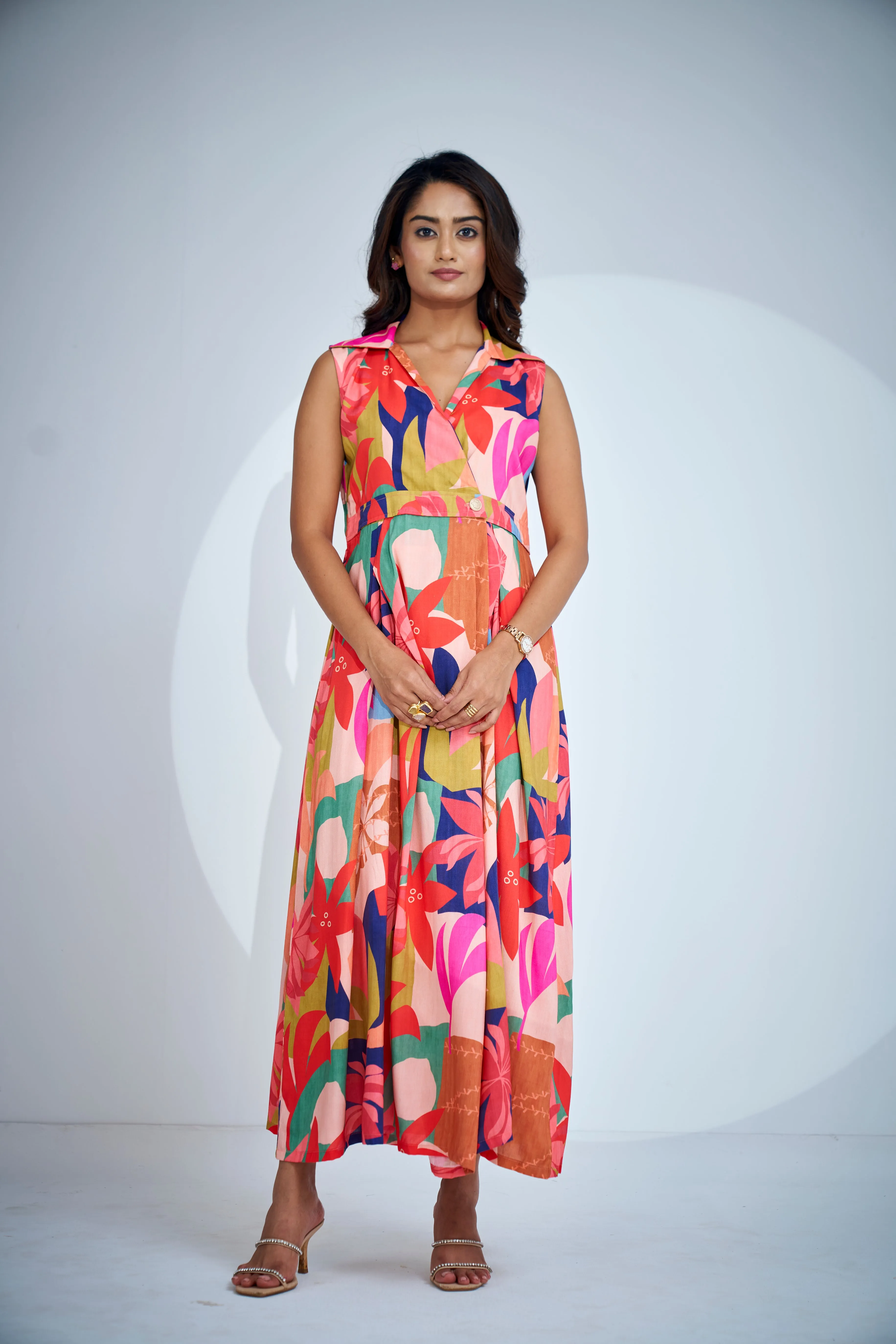 Floral Print Wrap Midi Dress