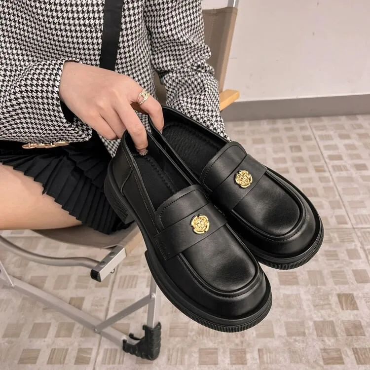 Flower Buckle Loafers