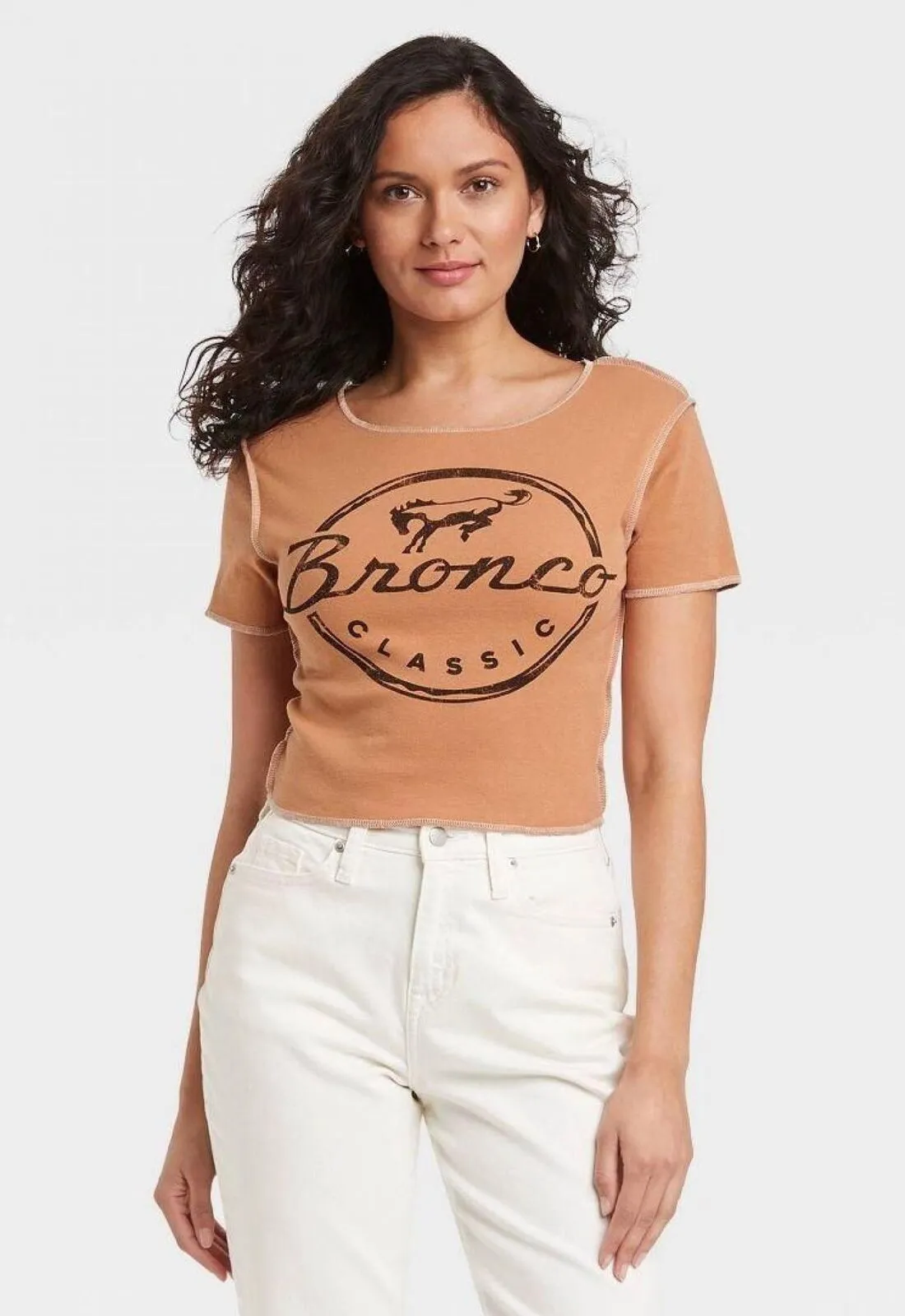 Ford Womens Bronco Stitch Crop Top Brown XL