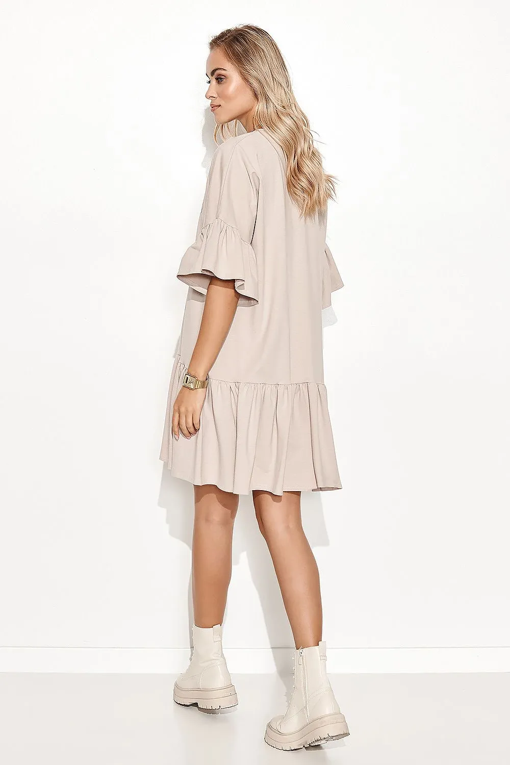 Frilled Oversized Knit Dress