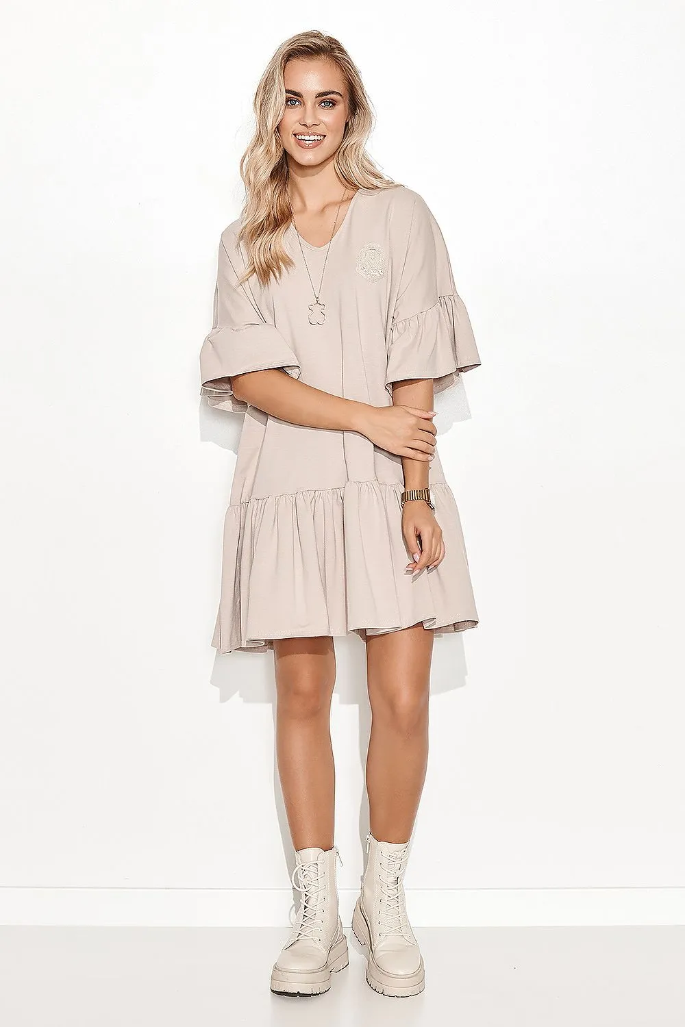 Frilled Oversized Knit Dress