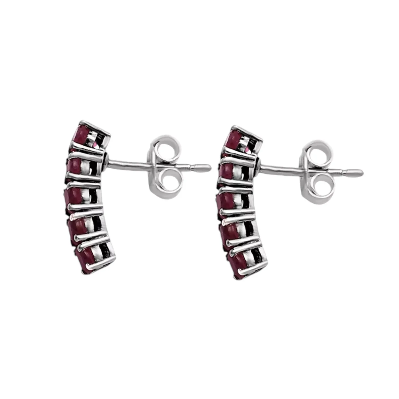 Garnet Solid 925 Sterling Silver post Earrings