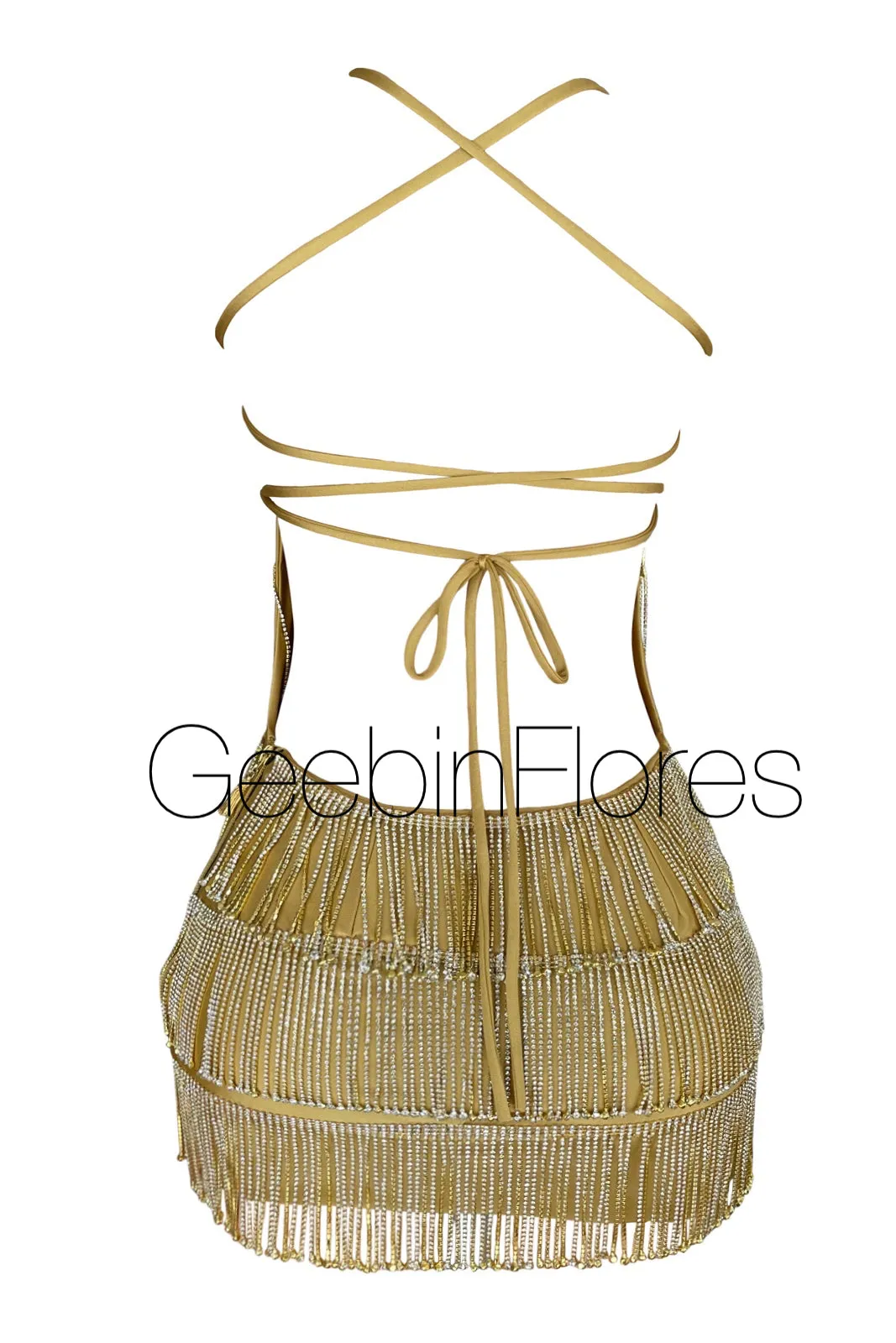 Gianna Gold Crystal Fringe Dress (MADE TO ORDER)