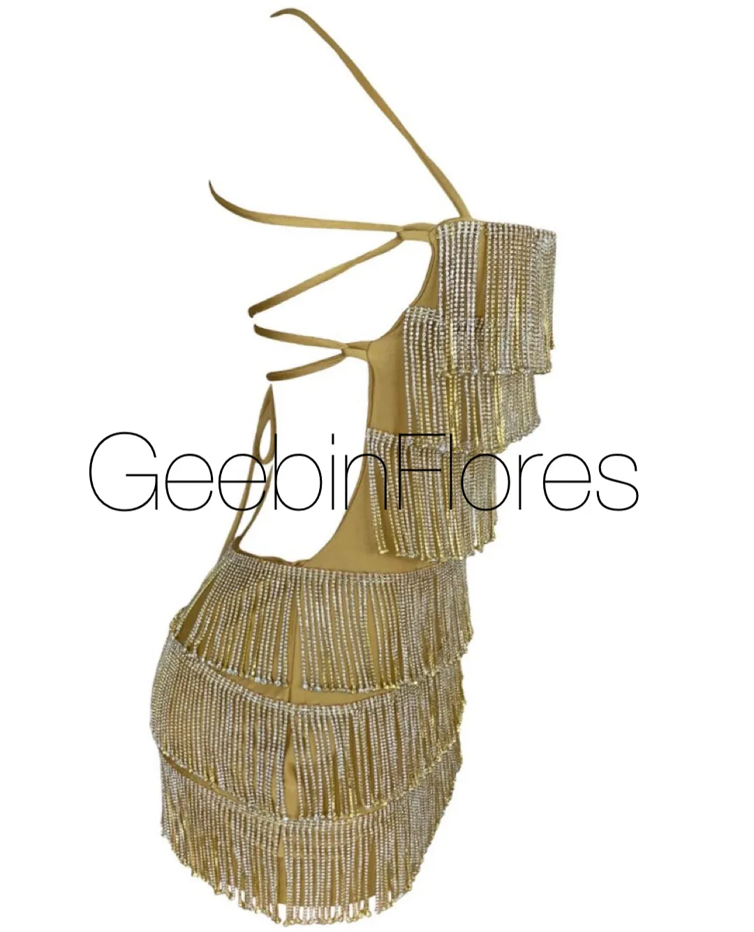 Gianna Gold Crystal Fringe Dress (MADE TO ORDER)