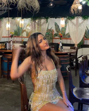 Gianna Gold Crystal Fringe Dress (MADE TO ORDER)