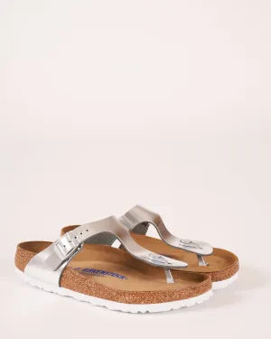 gizeh soft footbed sandal - metallic silver leather