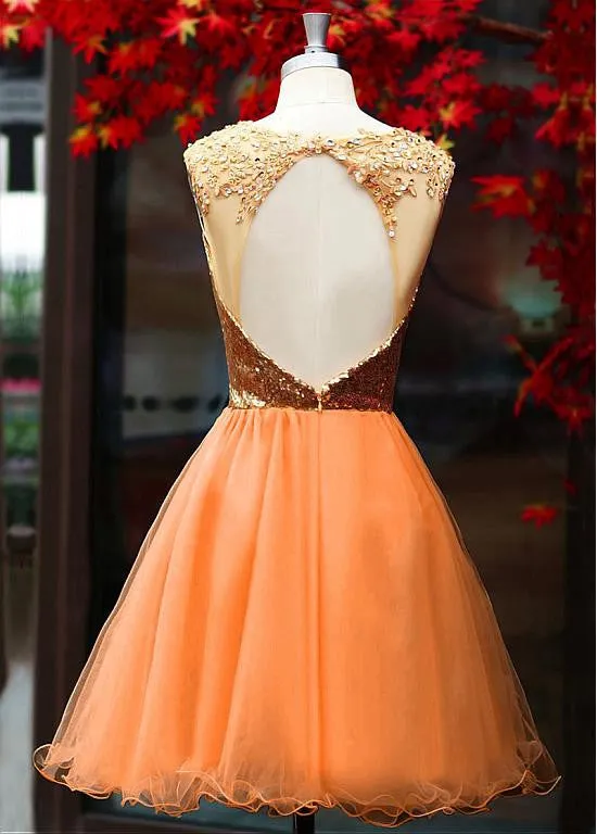 Gold Sequin Homecoming Dress