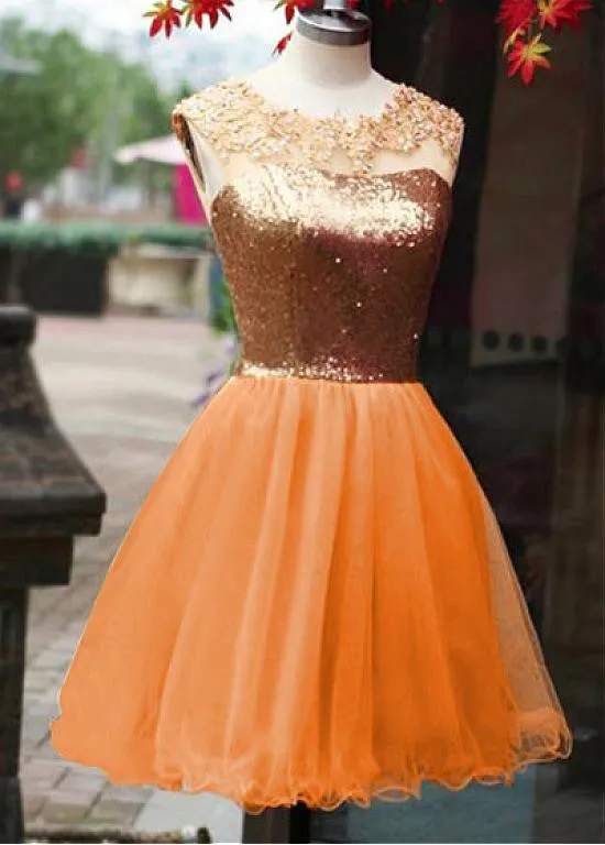 Gold Sequin Homecoming Dress