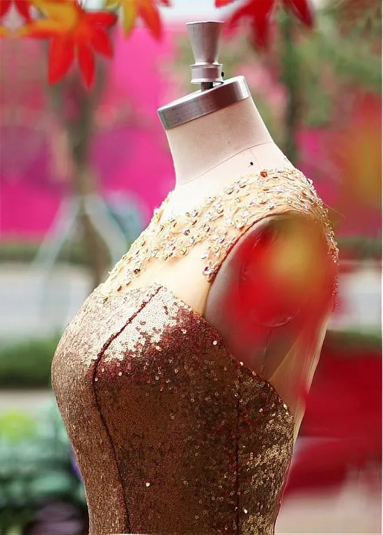 Gold Sequin Homecoming Dress
