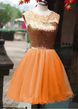 Gold Sequin Homecoming Dress