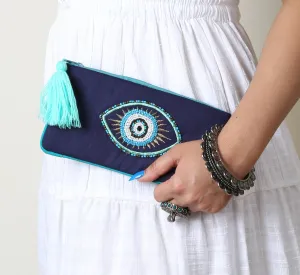 Good Luck - Navy Blue Evil Eye Hand Bag for Women
