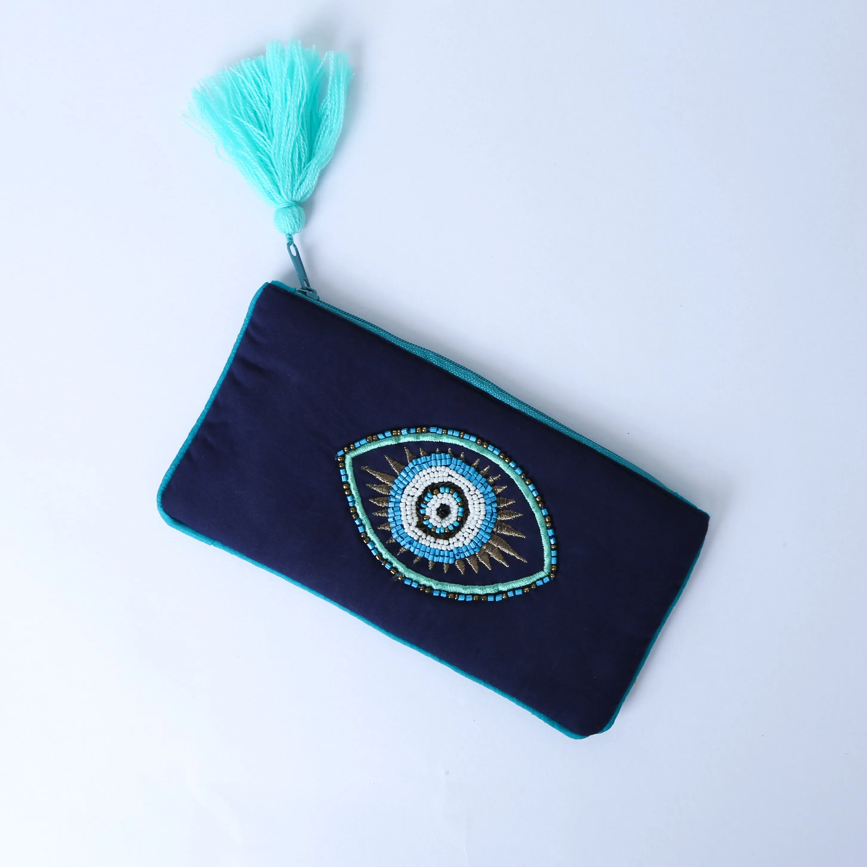 Good Luck - Navy Blue Evil Eye Hand Bag for Women