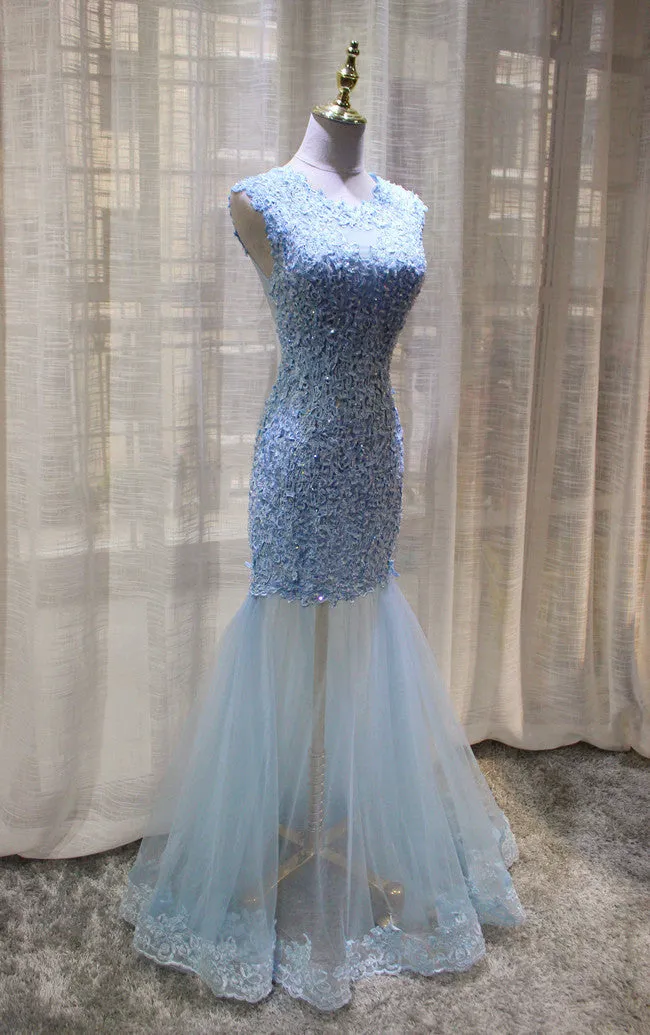 Gorgeous Black Mermaid Lace and Tulle Evening Gowns, Charming Lace Party Dresses