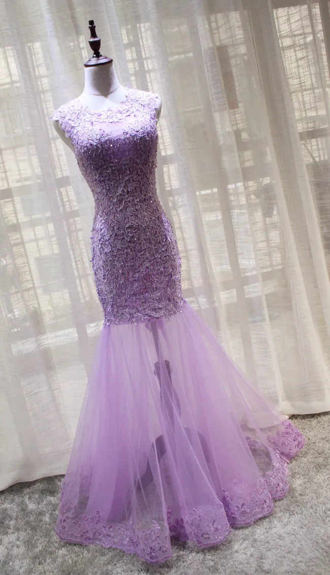 Gorgeous Black Mermaid Lace and Tulle Evening Gowns, Charming Lace Party Dresses
