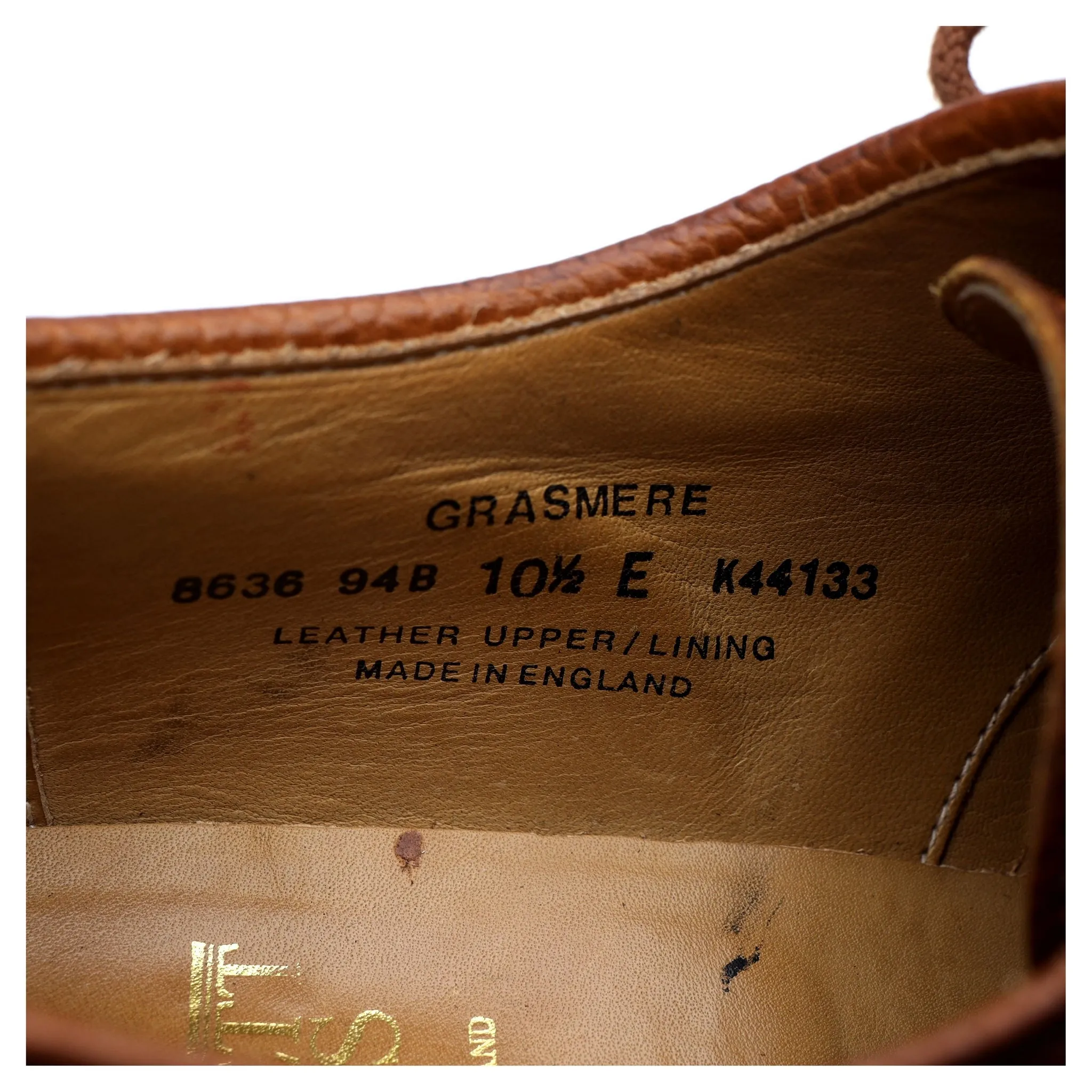 'Grasmere' Tan Brown Leather Derby UK 10.5 E