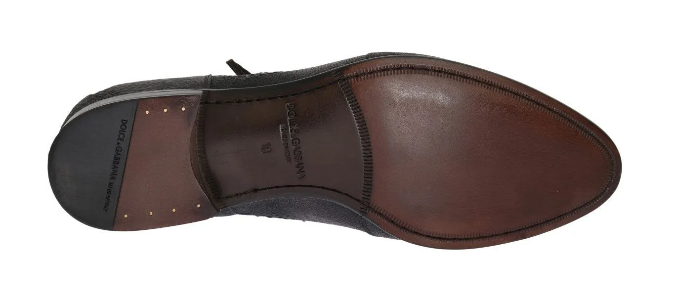 Gray Frog Skin Leather Derby Shoes