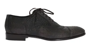 Gray Frog Skin Leather Derby Shoes