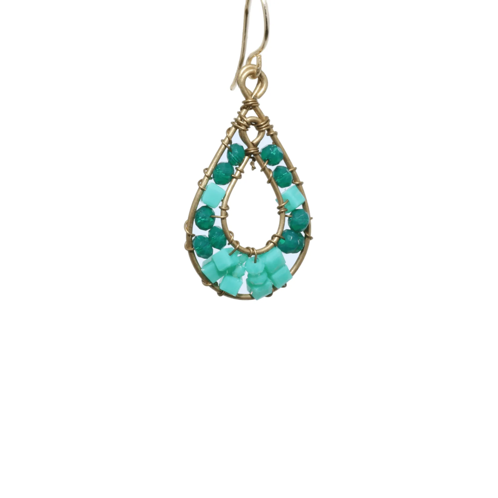 Green Delica Beaded Earrings