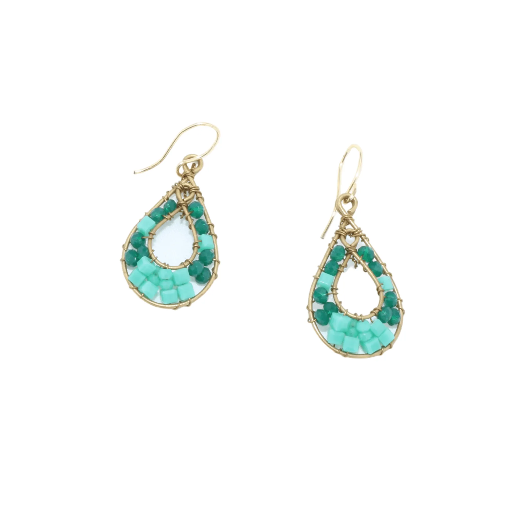 Green Delica Beaded Earrings