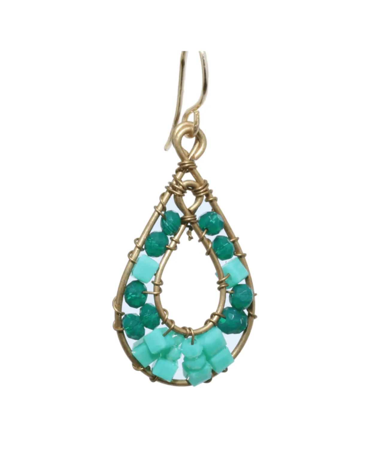 Green Delica Beaded Earrings