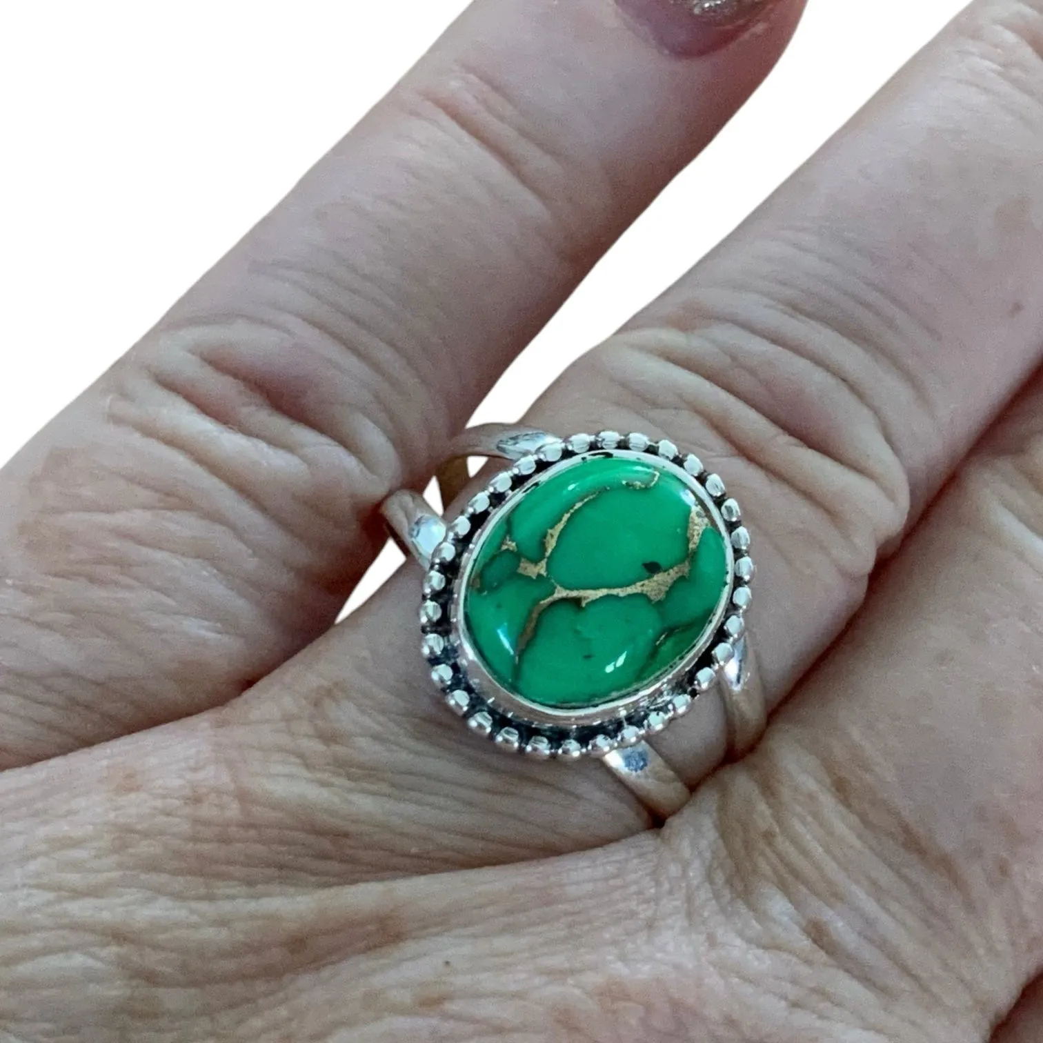 Green Mojave Turquoise Solid 925 Sterling Silver Ring