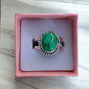 Green Mojave Turquoise Solid 925 Sterling Silver Ring