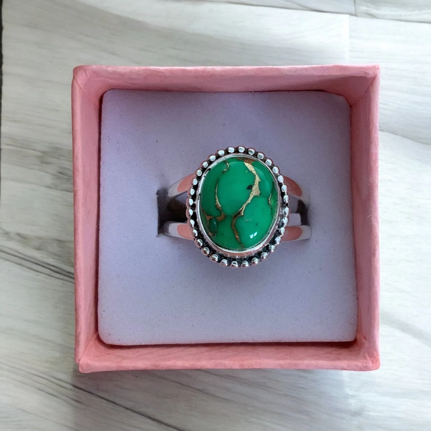 Green Mojave Turquoise Solid 925 Sterling Silver Ring