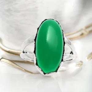 Green Onyx Solid 925 Sterling Silver Ring 7