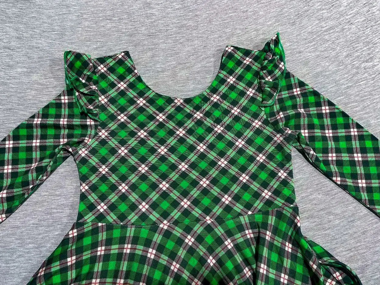 Green Plaid Bamboo twirl