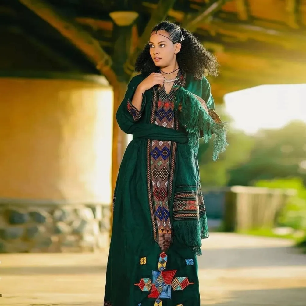Green Raya Habsha Dress