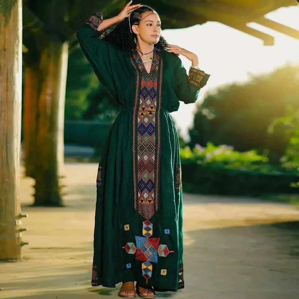 Green Raya Habsha Dress