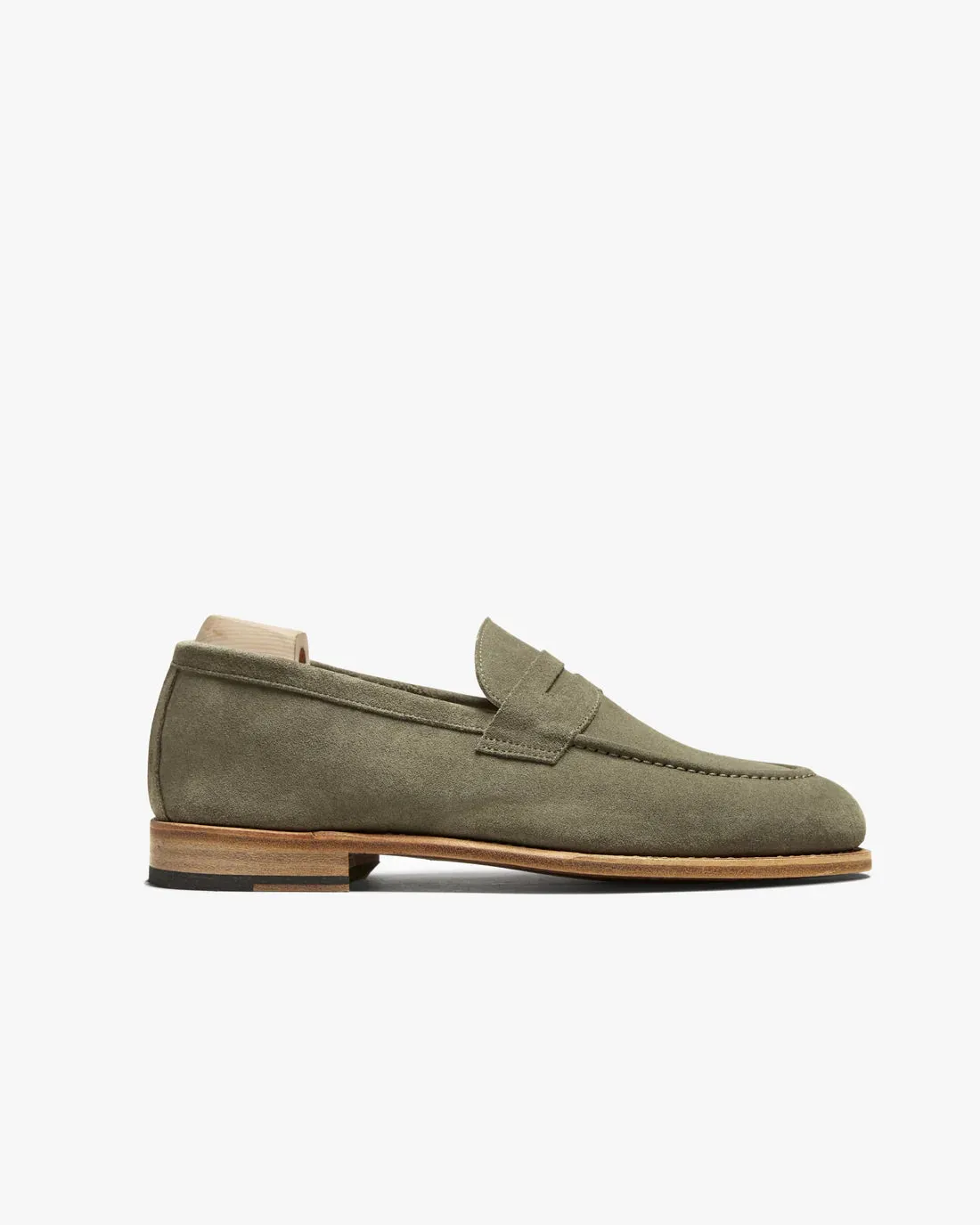 Green Suede Leather Universtone Penny Loafers - Loafers Shoes