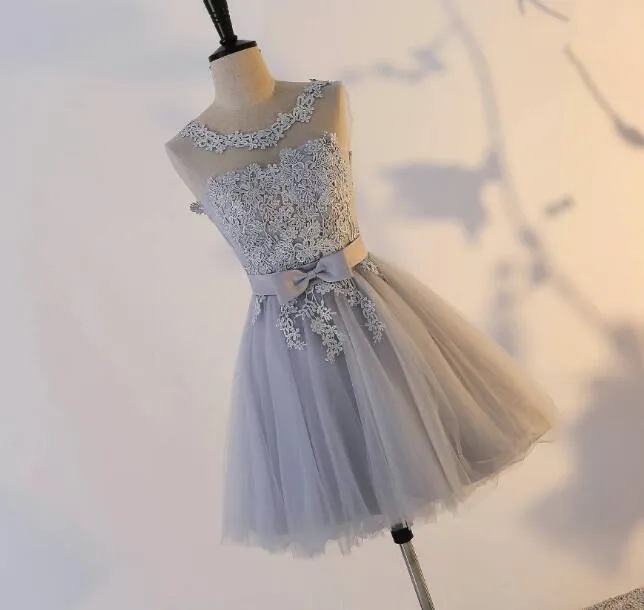 Grey Short Tulle Cute Party Dress, Handmade High Quality Party Dress, Teen Party Dresses