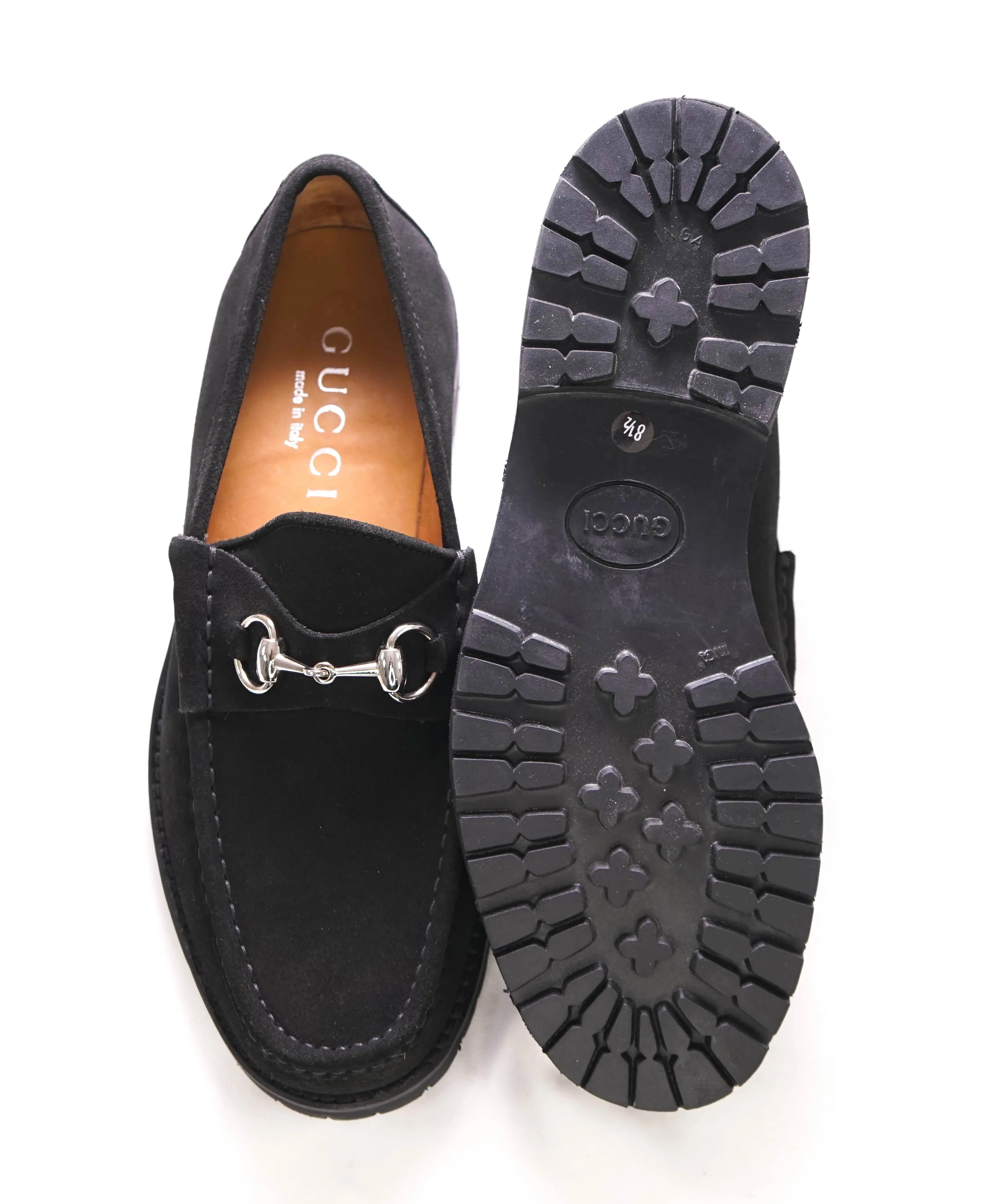 GUCCI - Horse-bit Loafers Black Suede Iconic Style - 9US (8.5 D G Stamped On Shoe)