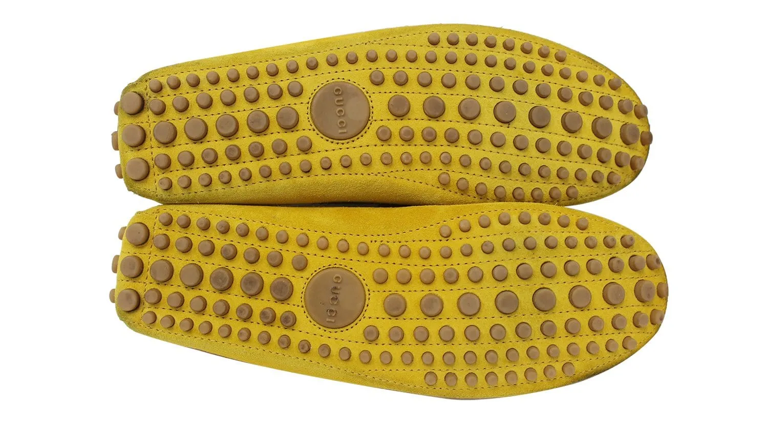 Gucci Men's Yellow Suede web Driver Loafer Size 7.1/2 G
