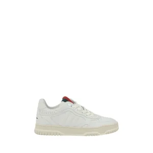 Gucci Re-Web Women White Sneakers Leather Solid Round Toe Athletic Trainer Shoes
